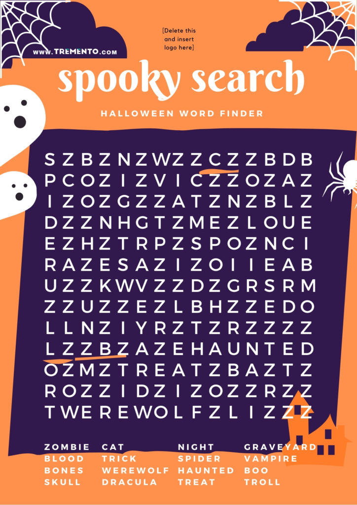 Halloween Word Search - Restaurant Halloween Ideas