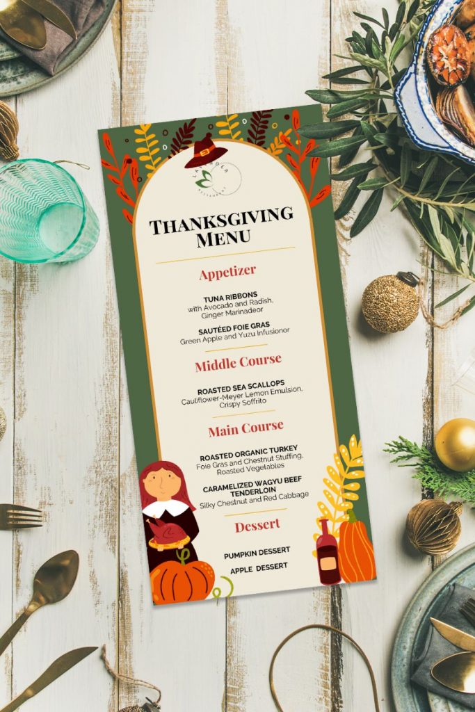 Template for Thanksgiving Menu 2