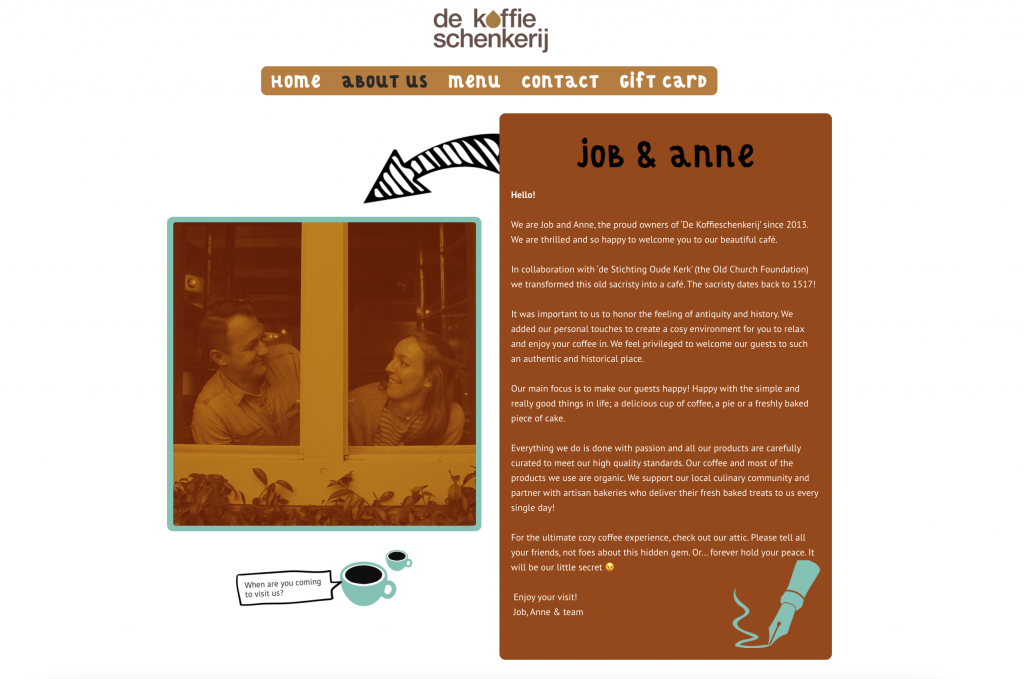 Coffee Shop Website from de Koffieschenkerij in Amsterdam