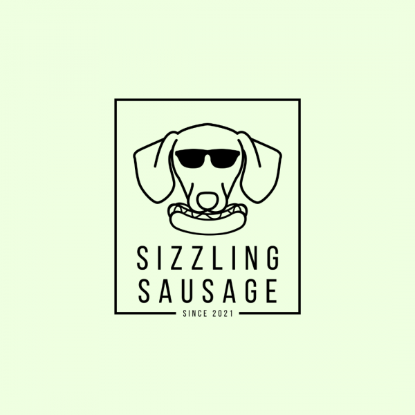 Awesome Sausage Dog Cartoon Logo - Sizzling Sausage