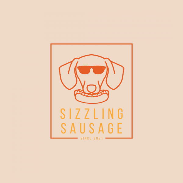 Awesome Sausage Dog Cartoon Logo - Sizzling Sausage