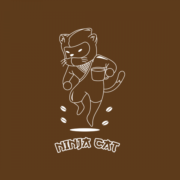 Crazy Coffee Shop Logo - Ninja Cat