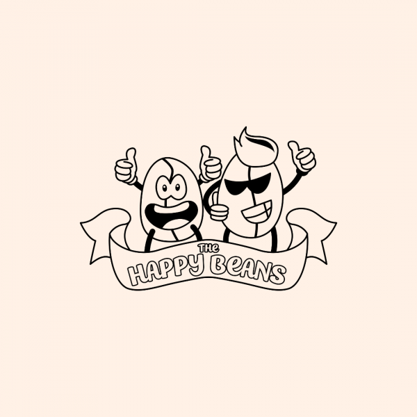 Funny Coffee Shop Logo - Happy Beans