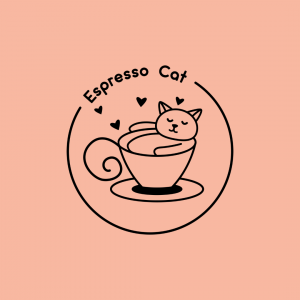 Adorable Coffee Shop Logo - Espresso Cat