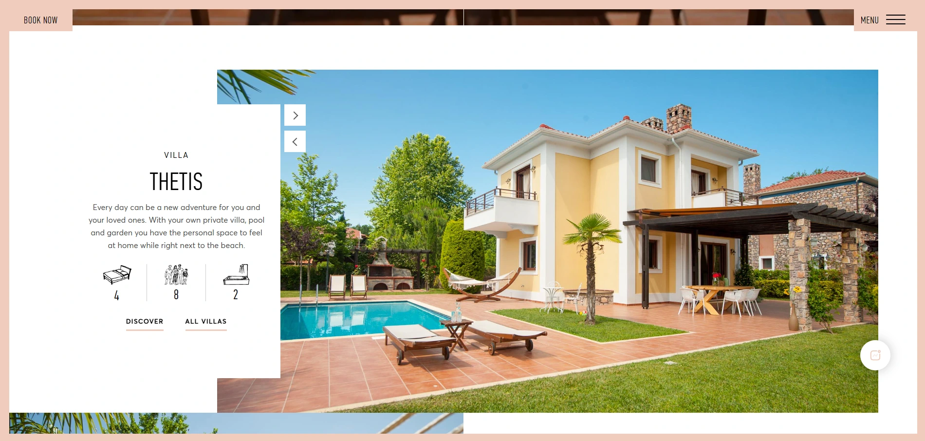 Olympus Villas website design – A screenshot showcasing the villa website design and branding of Olympus Villas.
