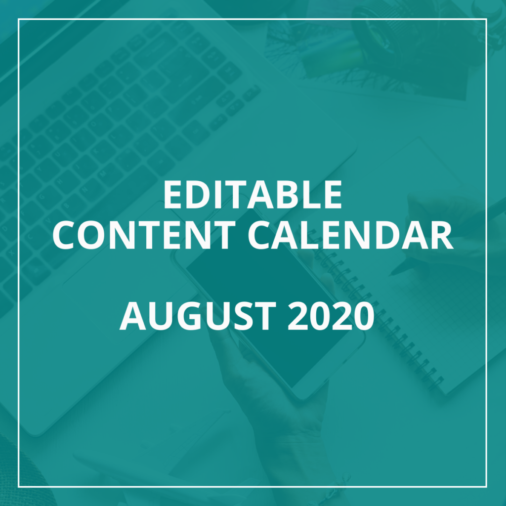Editable Content Calendar Hospitality August 2020