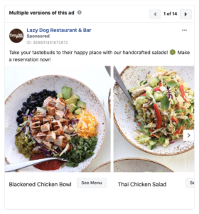 Facebook Restaurant Ads Inspiration