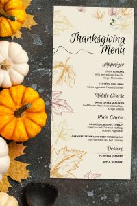 Template for Thanksgiving Menu 1