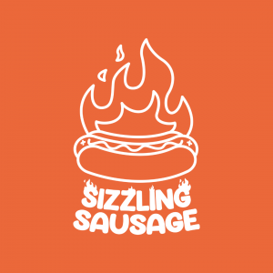 Creative Fire Hotdog Shop Logo - Sizzling Sausage
