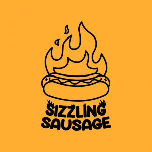 Creative Fire Hotdog Shop Logo - Sizzling Sausage