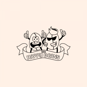 Funny Coffee Shop Logo - Happy Beans